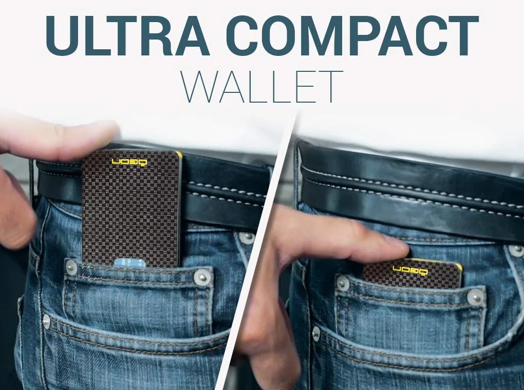 Portafoglio ultra sottile in fibra di carbonio, il portafoglio più piccolo del mondo, protezione RFID contro frodi e smagnetizzazione, clip per carte e contanti modello 3C