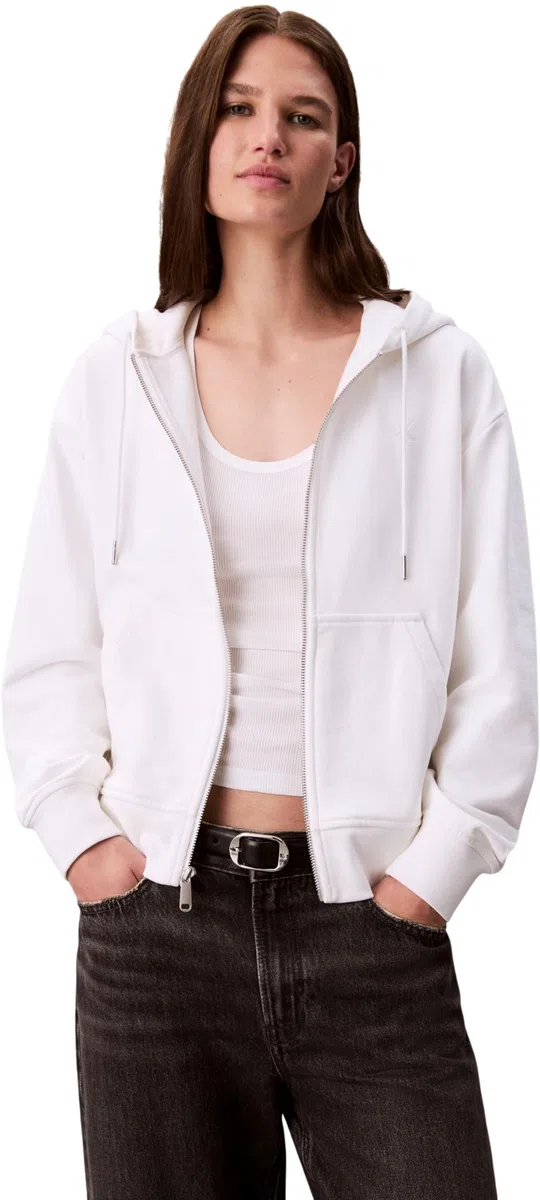 Calvin Klein Donna Felpa con Zip Archive Logo French Terry con Cappuccio