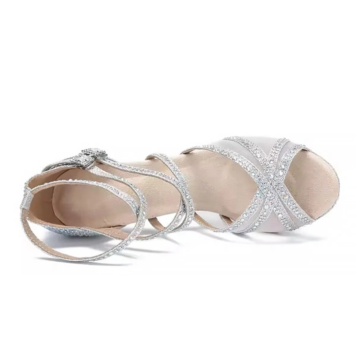Rosefinch Scarpe da Ballo Latine con Strass per Salsa e Scarpe da Ballo per Donne/Ragazza, Suola Morbida Scarpe da Ballo 5/7cm Tacco,34-41 EU