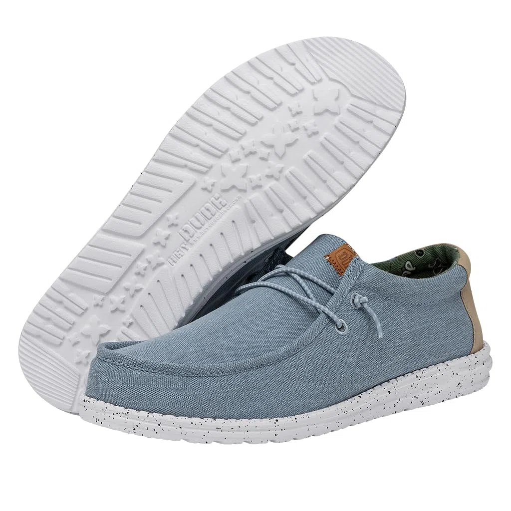 HEYDUDE Men Wally Washed Canvas Blue Casual Moccasin 46 EU