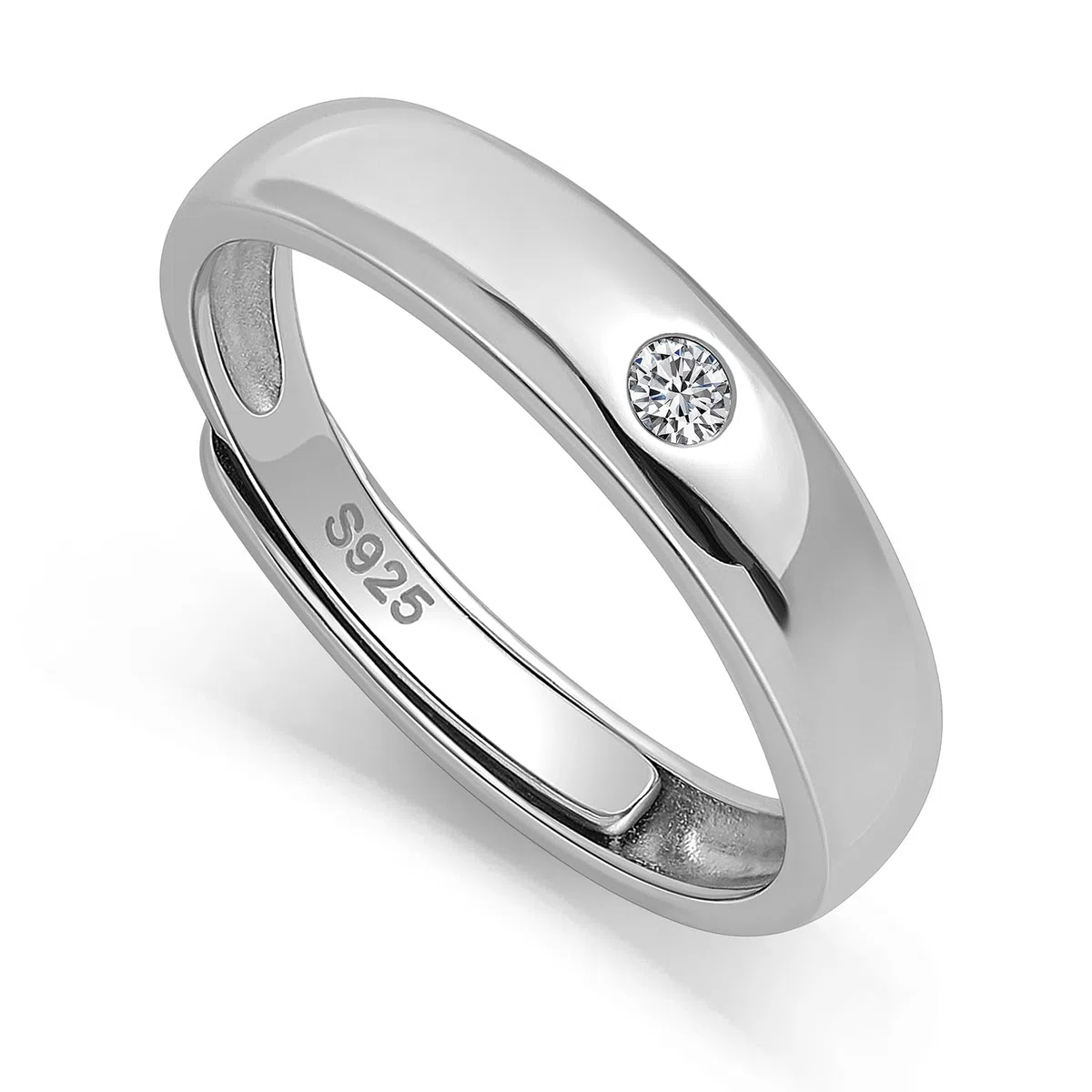 Anelli di Nozze in Argento Meissa per Donna – Anelli di Fidanzamento Regolabili con Pietra CZ da 0,44 ct, Anelli da Coppia Fatti a Mano per Anniversario di Matrimonio, 4.5mm di larghezza
