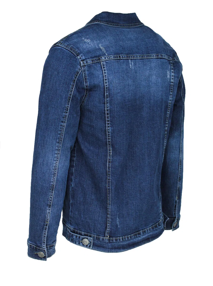 Evoga Giubbotto di jeans uomo casual denim giacca giubbino moto slim fit Jacket