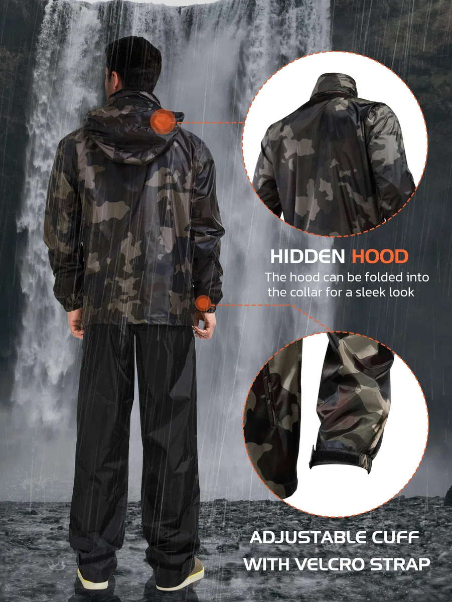 Rodeel Waterproof Fishing Rain Suit for Men (Rain Gear Jacket & Trouser Suit)