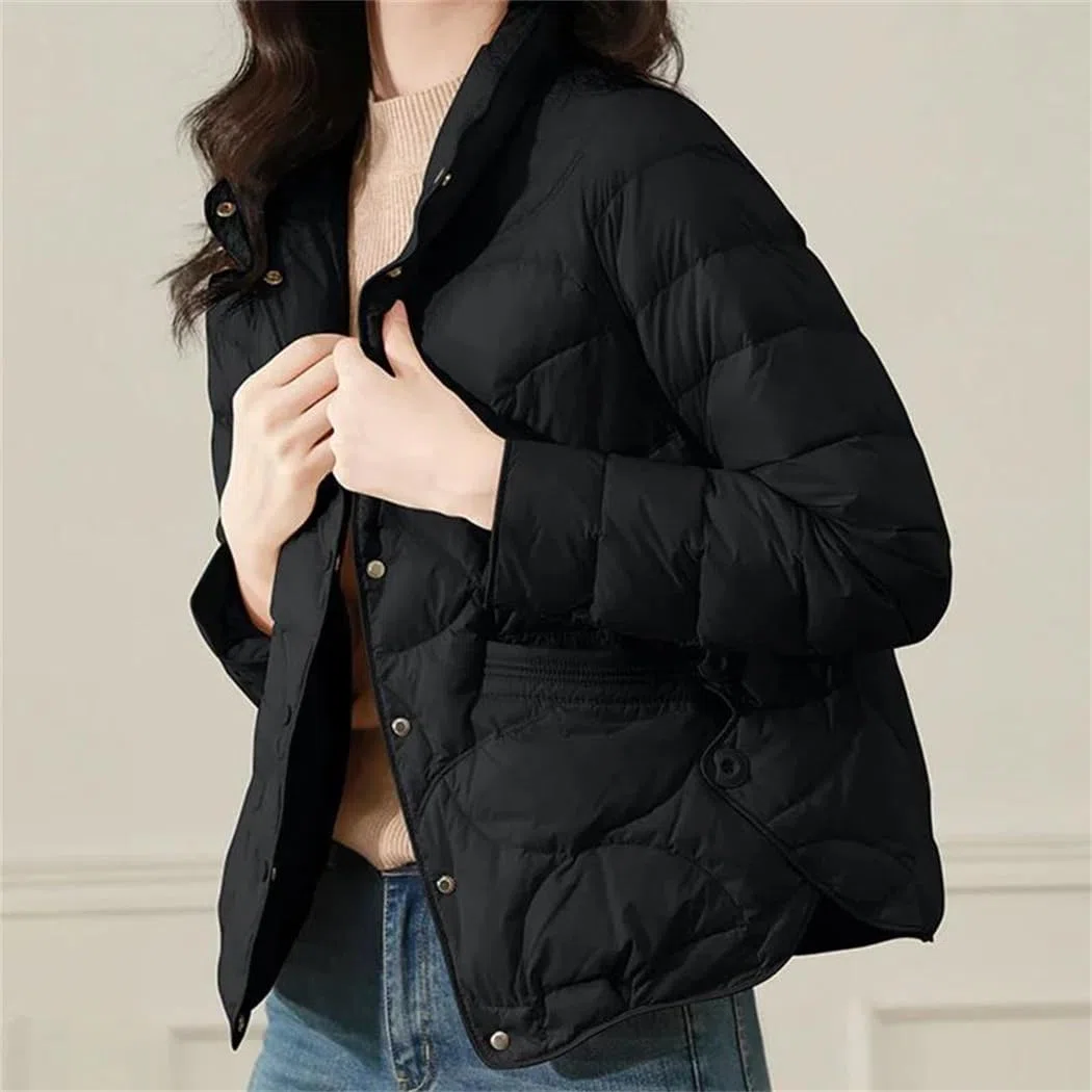 Generico Piumino Corto Da Donna Caldo Con Collo Alto E Bottoni Tinta Unita Per Autunno E Inverno Piumino Versatile Alla Moda Casual Ampio E Antifreddo
