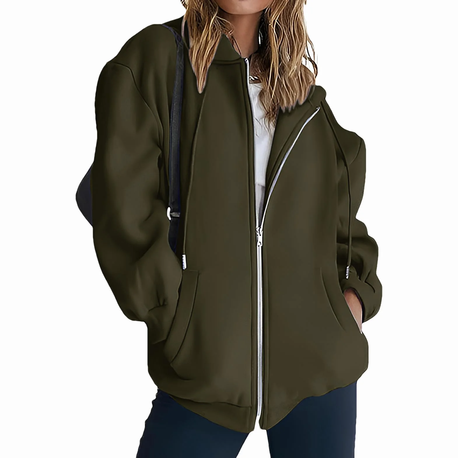 amropi Felpa da Donna Sportivo Giacca con Cappuccio a Cerniera Cappotto Casual Giubbotto