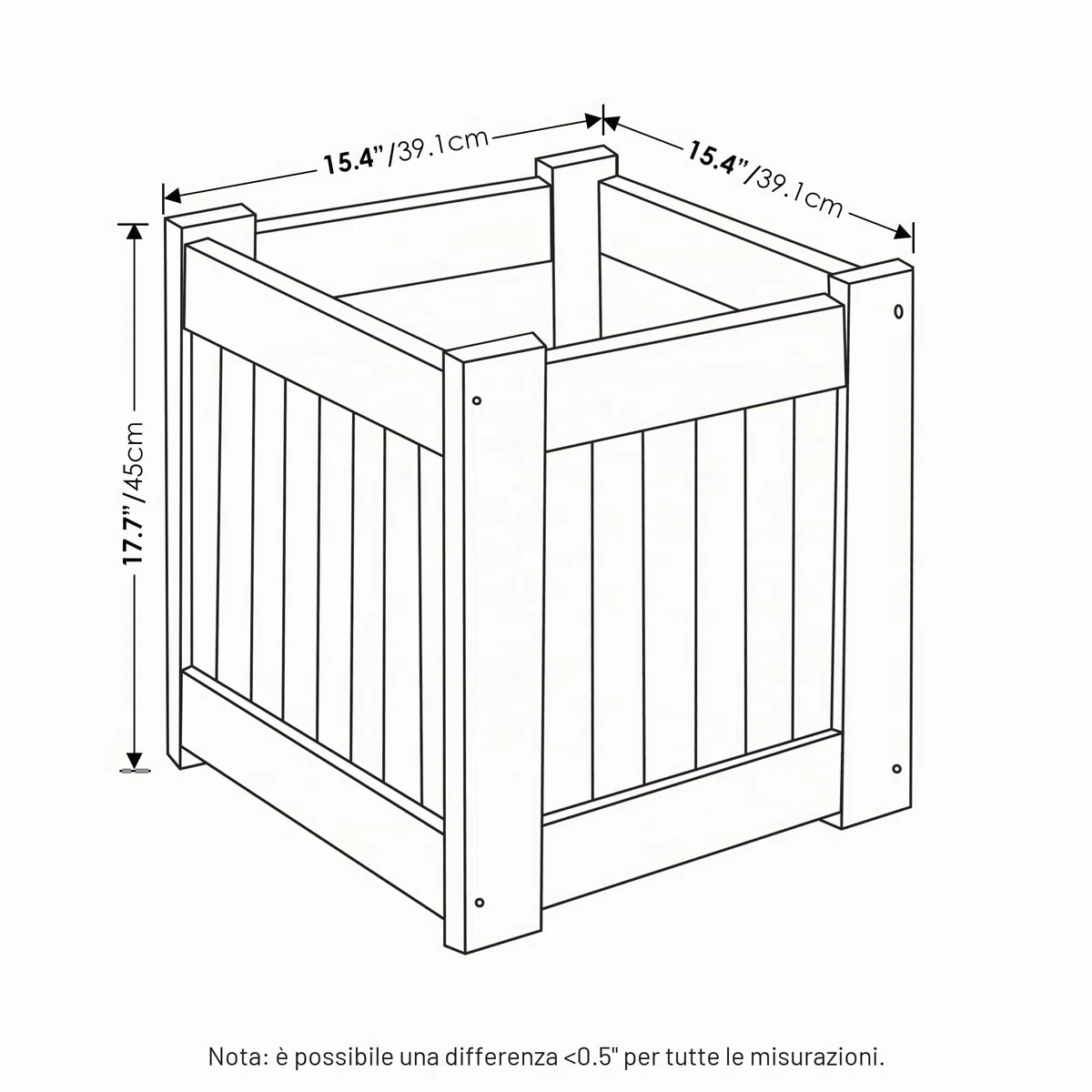Furinno Tioman Fioriera, in Legno, 44.96 x 39.12 x 39.12 cm, Naturale