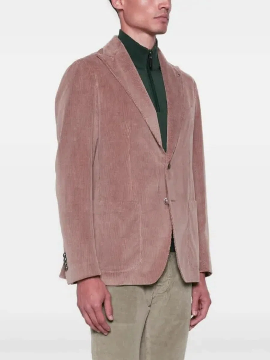 Giacca da uomo slim fit in velluto a coste con bottoni giacca formale classica per abiti da sposa da lavoro smoking blazer