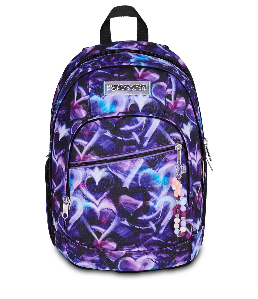 Seven Zaino Scuola Dual LOVEPASS, Doppio Scomparto, Viola, 32 L, Multifunzione, Tasca attrezzata, Tasca laterale porta borraccia, Scomparto porta pc ablet, Scuola media e superiore, Bambina, Ragazza