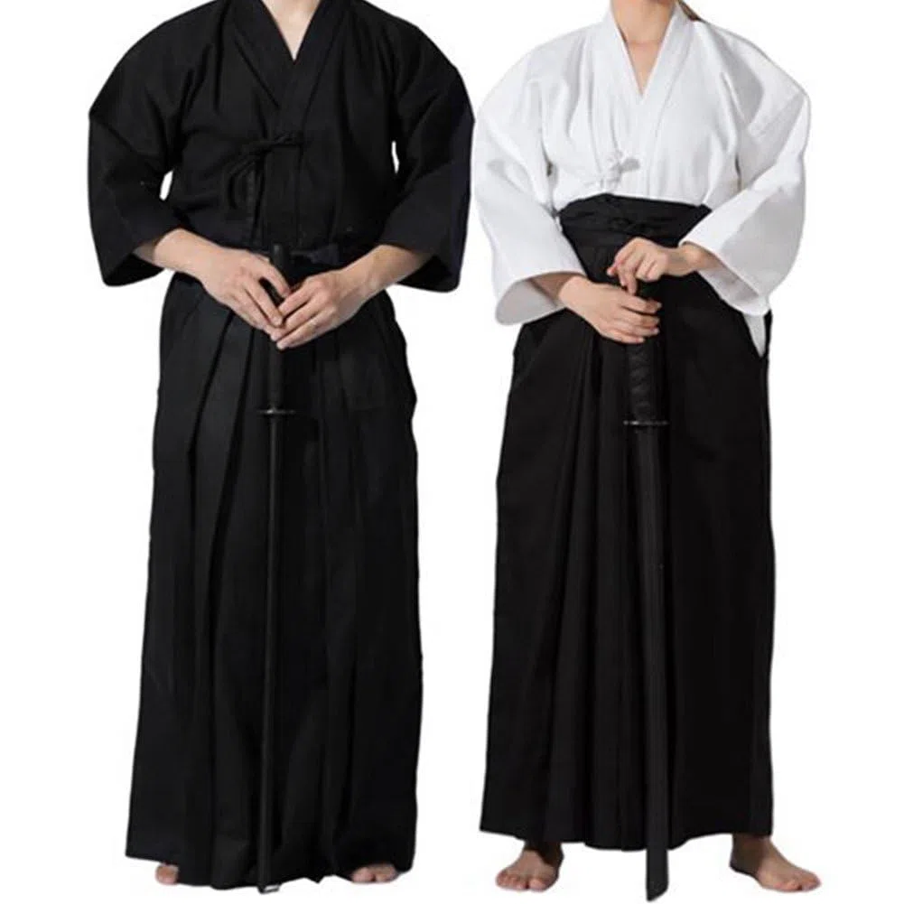 Pantaloni Hakama Kendo 1 Pezzo, Abbigliamento Sportivo per Arti Marziali Tradizionali Giapponesi, Uniforme Hakama Aikido Hapkido per Uomo E