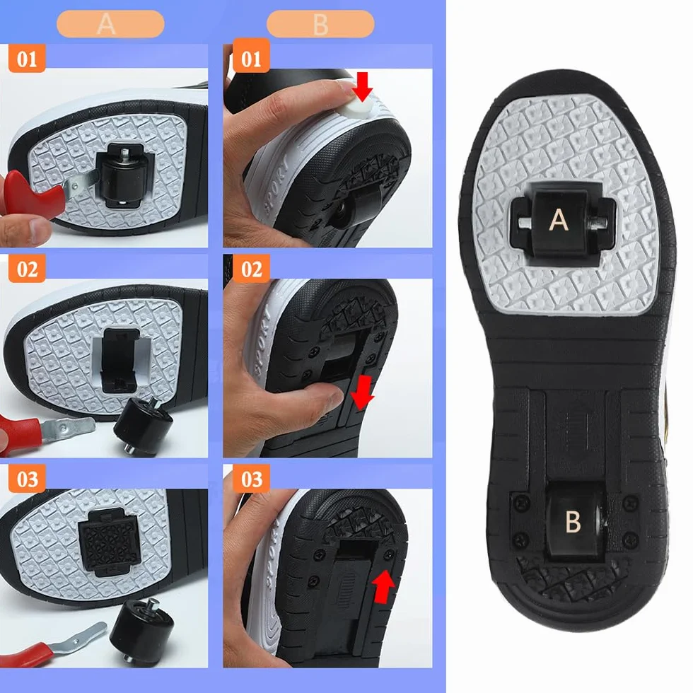 Hixingo Scarpe con Rotelle Bambino Bambina Sportive Skateboard Sneakers Rotelle a Scomparsa 31-42 EU