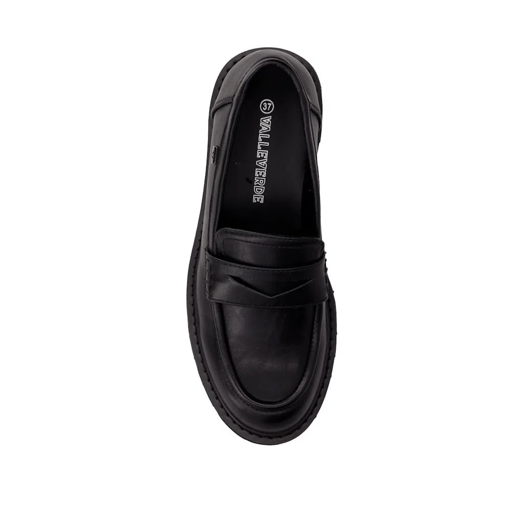 Valleverde 44520 Mocassini Casual Donna Pelle Sintetica Nero Tacco Grosso 3Cm Suola Gomma