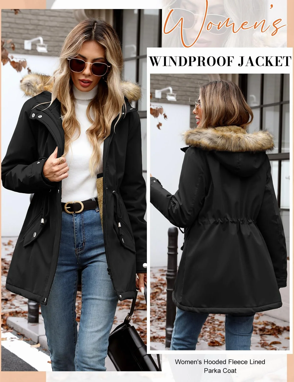 UMIPUBO Cappotto Giubbotto Donna Invernale Parka Giacca Caldo Cappotti Imbottita con Cappuccio Rimovibile Antivento Media Lugghezza Impermeabile Giubbino in pile Outdoor