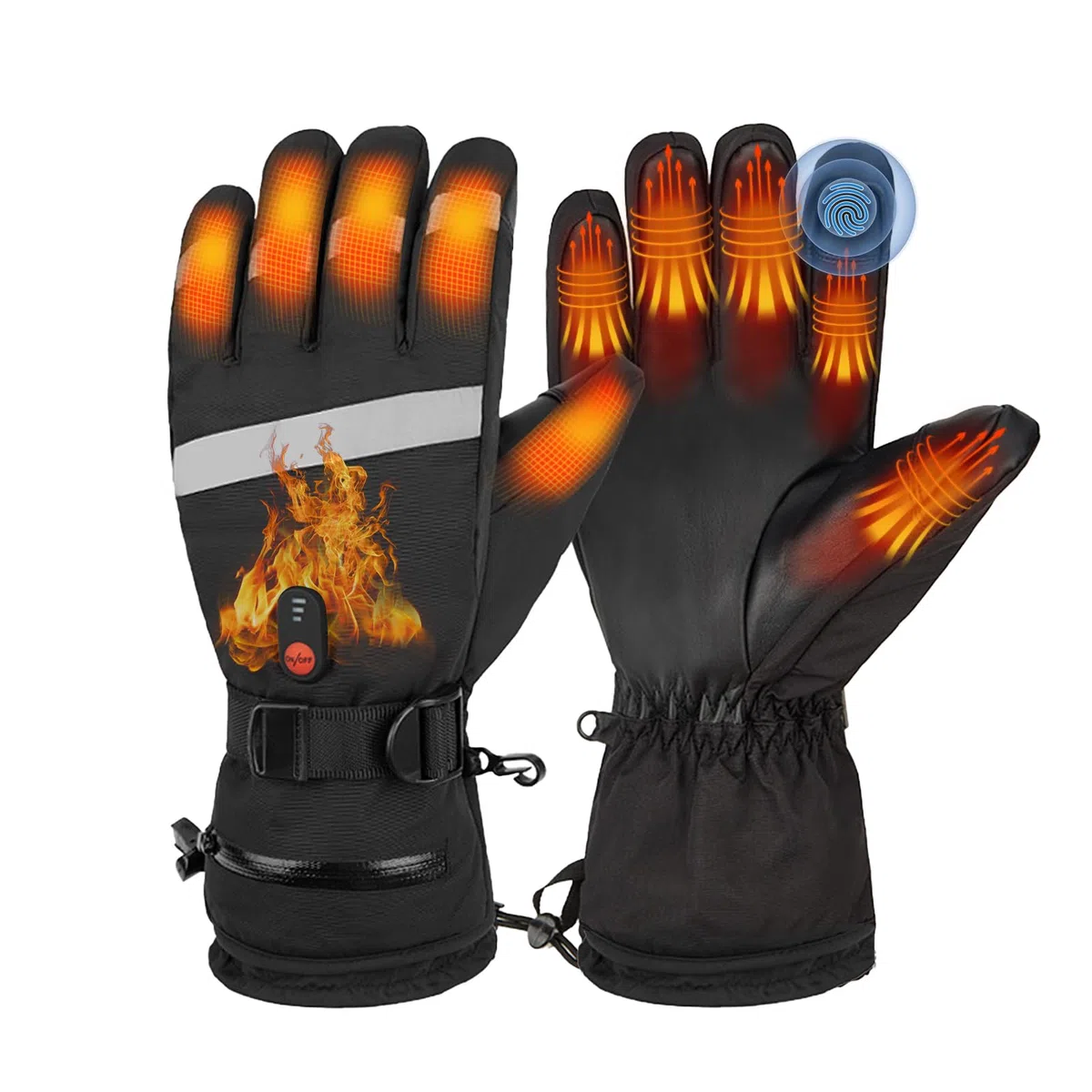 Guanti riscaldati, 7,4 V, 6000 mAh, ricaricabili, touch screen, 3 livelli di temperatura, guanti riscaldanti elettrici per sport invernali all'aperto, pesca, sci, escursionismo, ciclismo