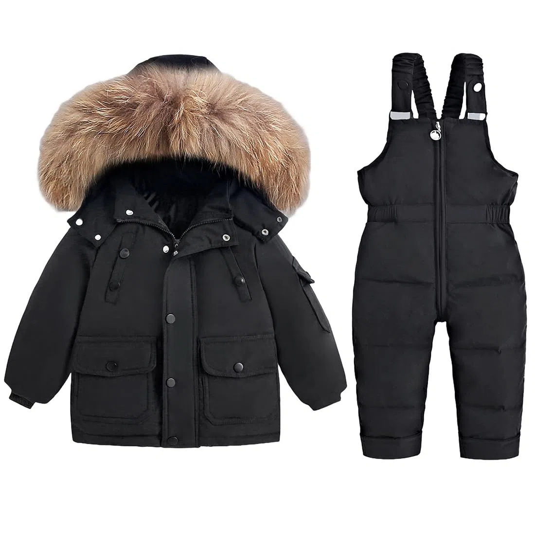 Bambino Tuta da Sci Piumino Pantaloni da Sci Bambini 2 Pezzi Set Tuta da Neve Invernale Completo Salopette da Sci Caldo Giacca Cappotto Snowsuit