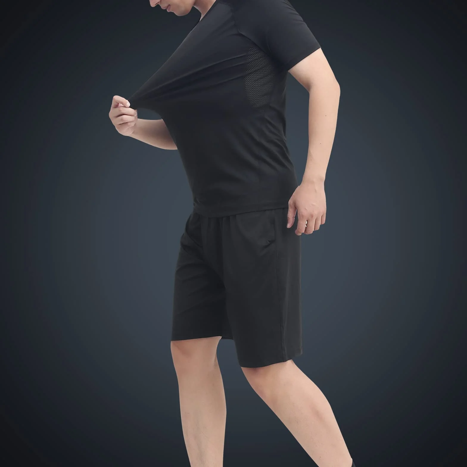 JULY'S SONG 5 Pezzi Fitness Palestra Completi Sportivi Uomo Abbigliamento Sportivo Allenamento Compressione Camicia Pantaloncini Leggings Set