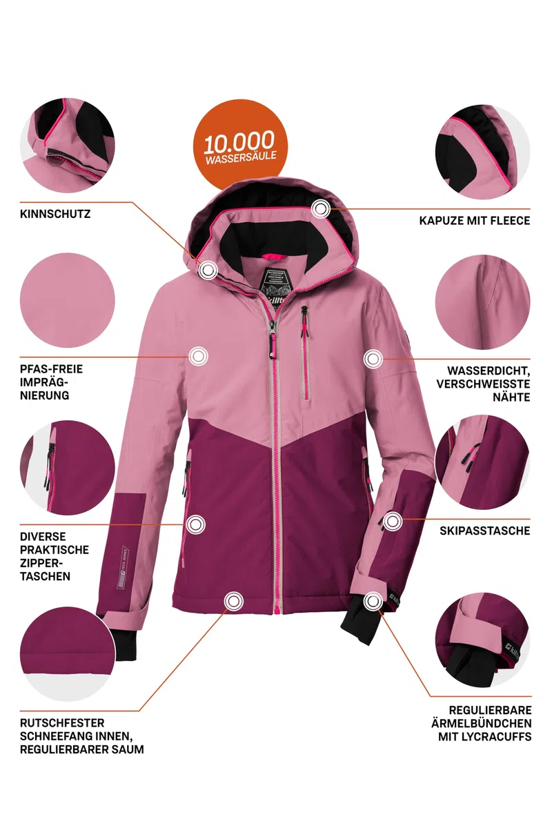 Killtec Ksw 207 Grls Ski Jckt Giacca da sci/giacca funzionale con cappuccio e paraneve Bambine e ragazze