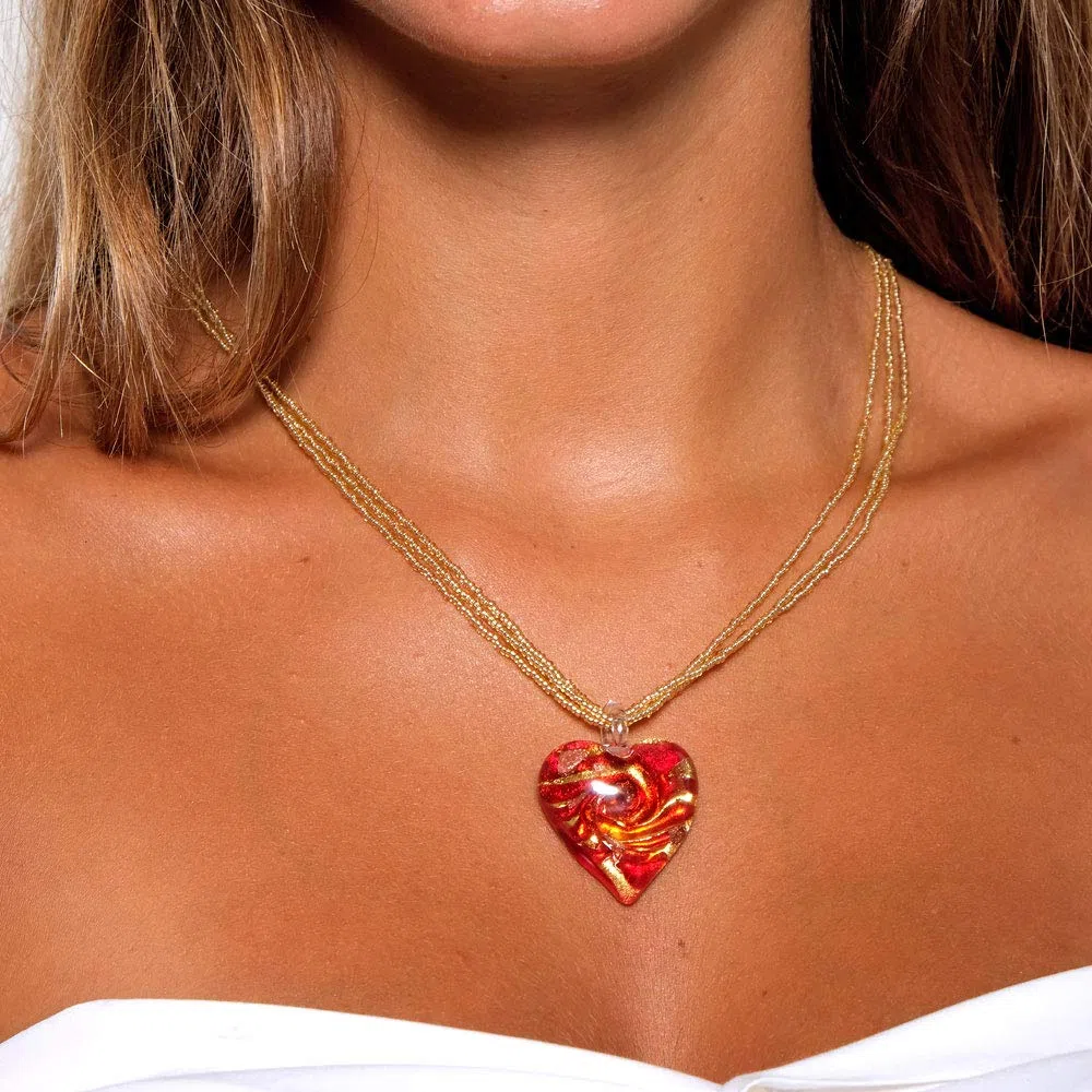Venetiaurum - Collana per Donna con Cuore in Vetro Originale di Murano e Argento 925 - Gioiello made in Italy certificato