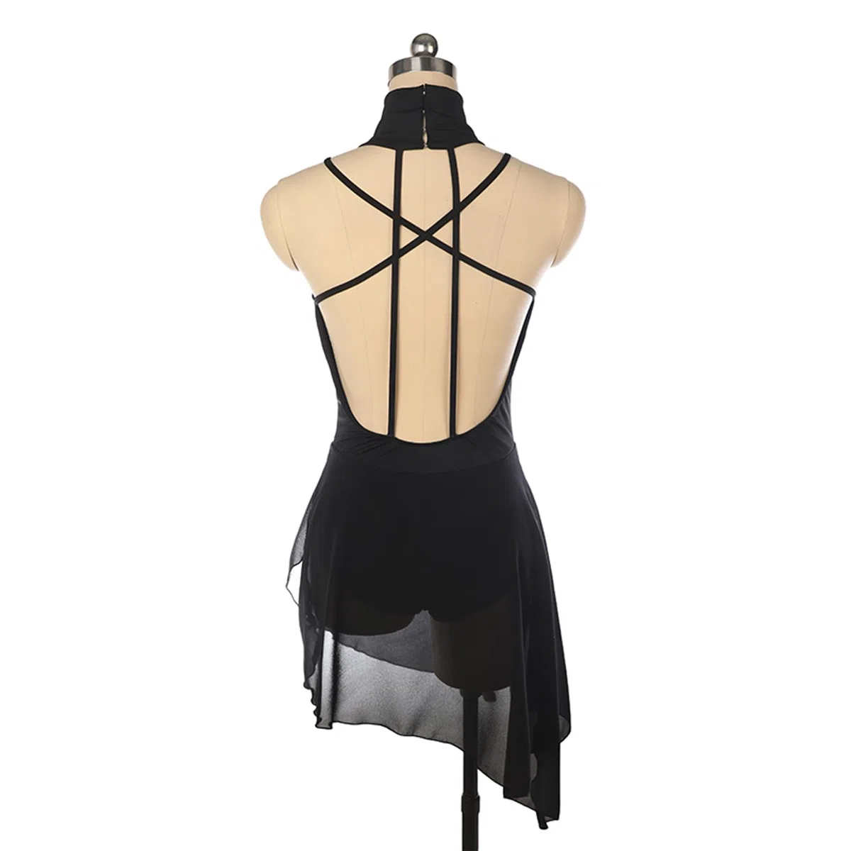 Abito Pattinaggio Artistico Donna, Nero, Rosso, Senza Maniche, Senza Schiena Vestito, Abito da Allenamento for Pattinaggio su Ghiaccio, Body Ginnastica Ritmica