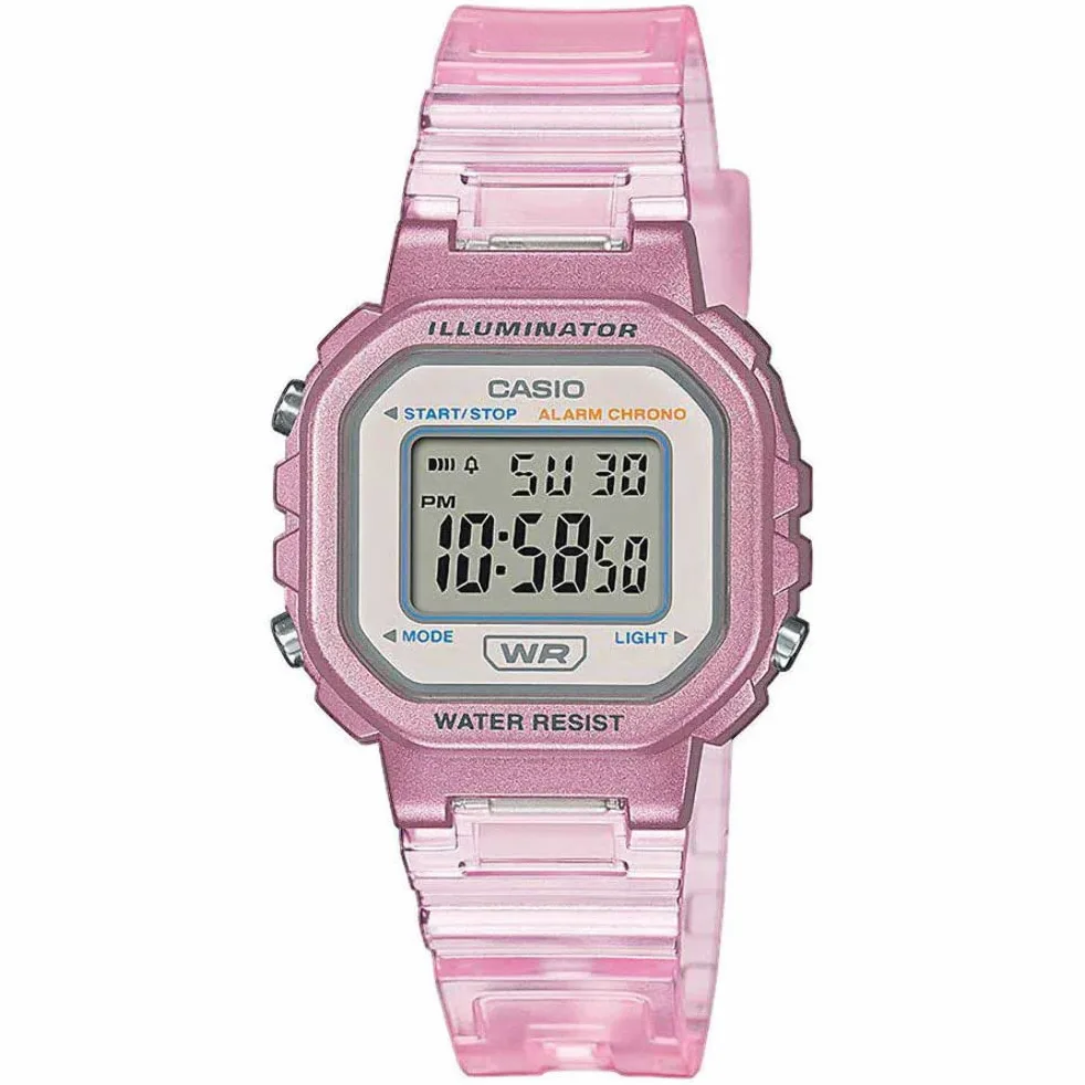 Casio Orologio Quarzo Unisex, misura cassa 30.00mm con quadrante Clear Digitale e cinturino Rosa in Plastic/Resin Bracelet LA-20WHS-4AEF