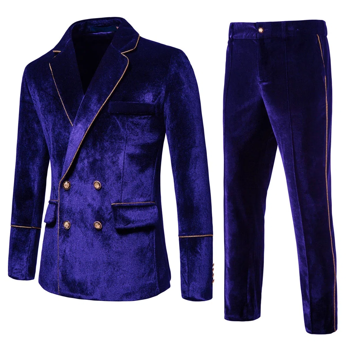 Generisch Tuta da uomo in velluto, elegante e casual, set da due pezzi, blazer smoking, slim fit, giacca e pantaloni da uomo, per cena, matrimonio
