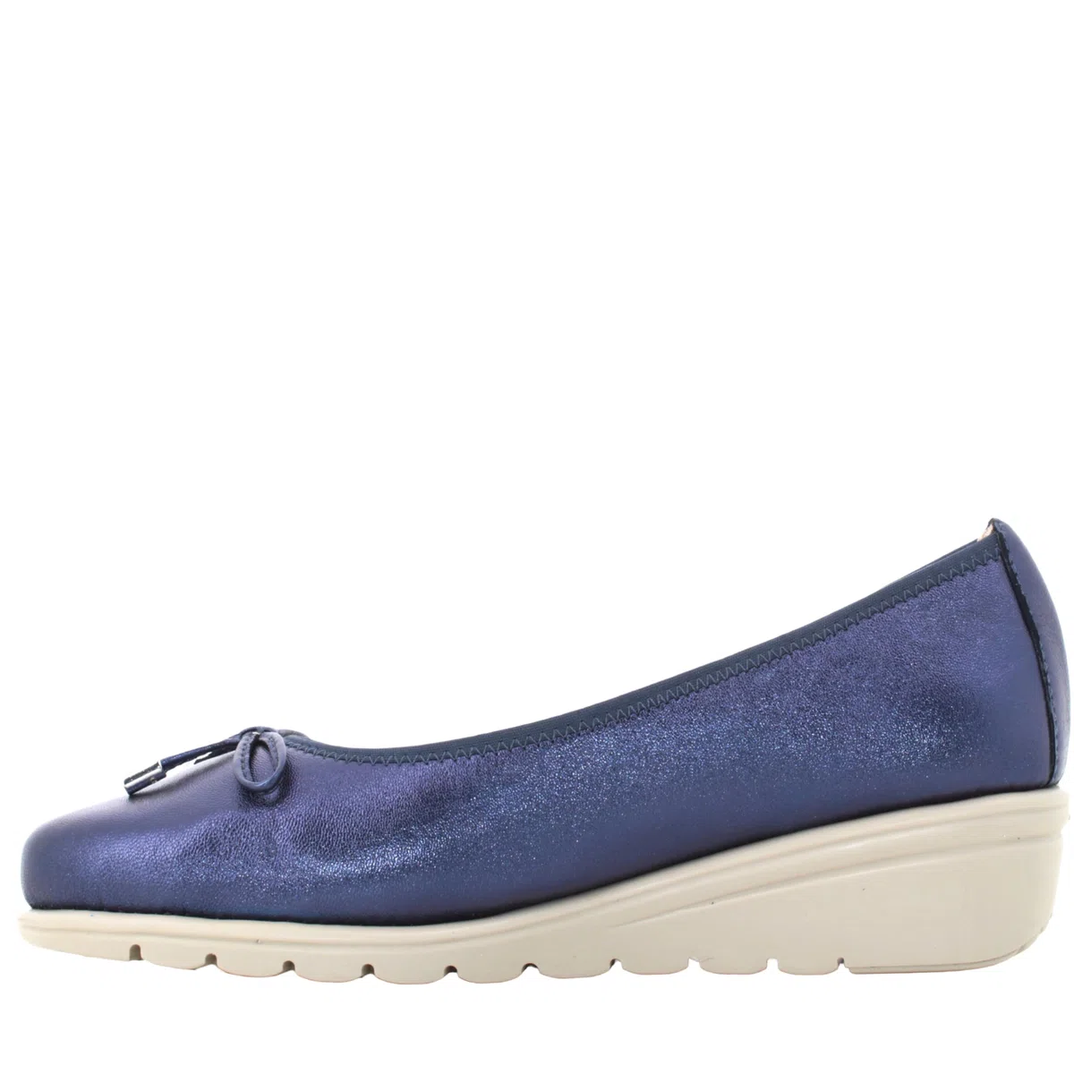 Valleverde VS10330 Nappa Platino Ballerine con Zeppa per Donna in Pelle
