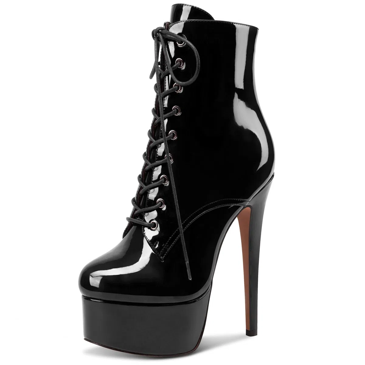 NobleOnly Scarpe col Tacco Donna Plateau Stivali alla Caviglia Lacci Polacchine 16CM High Heels