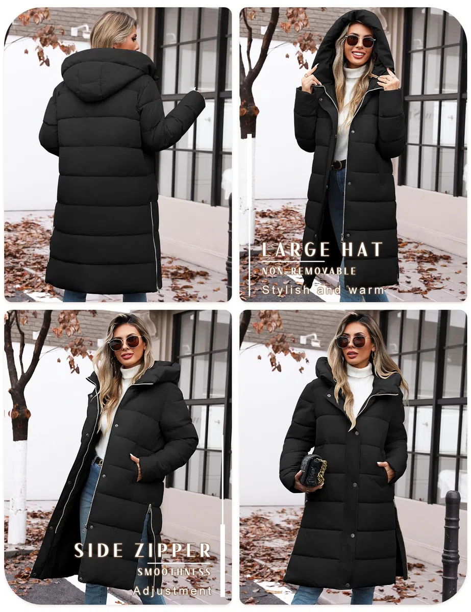 Vancavoo Giubbotto Donna Invernale Piumino Lungo Cappotto Trapuntato in Caldo Giacca Parka con Cappuccio