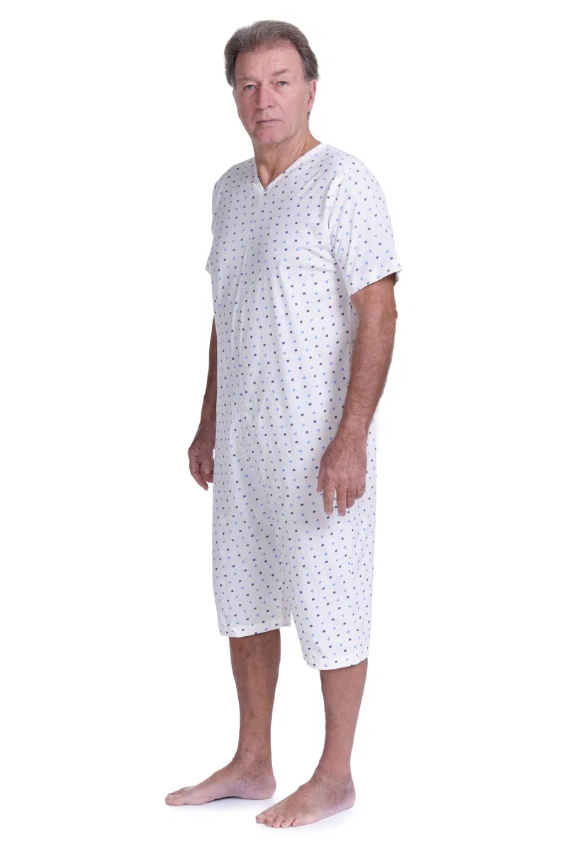 FERRUCCI COMFORT Pigiama Sanitario in Cotone con Zip su Dorso - Unisex - Maniche Corte e Pantalone Corto - 9012/5 - Adatto agli Anziani - Antimanipolazione