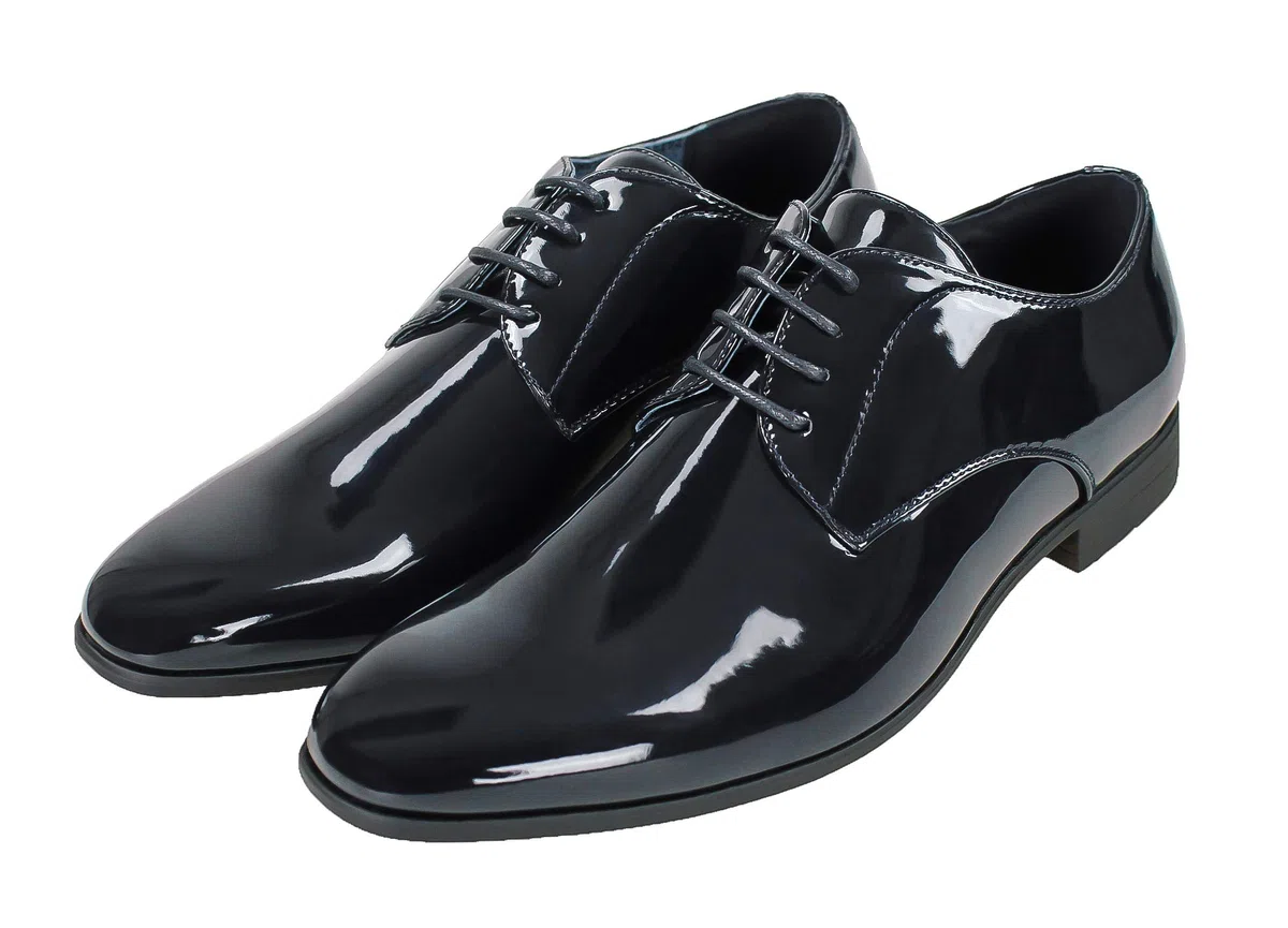 Evoga Scarpe uomo Class blu/nero lucido vernice eleganti cerimonia