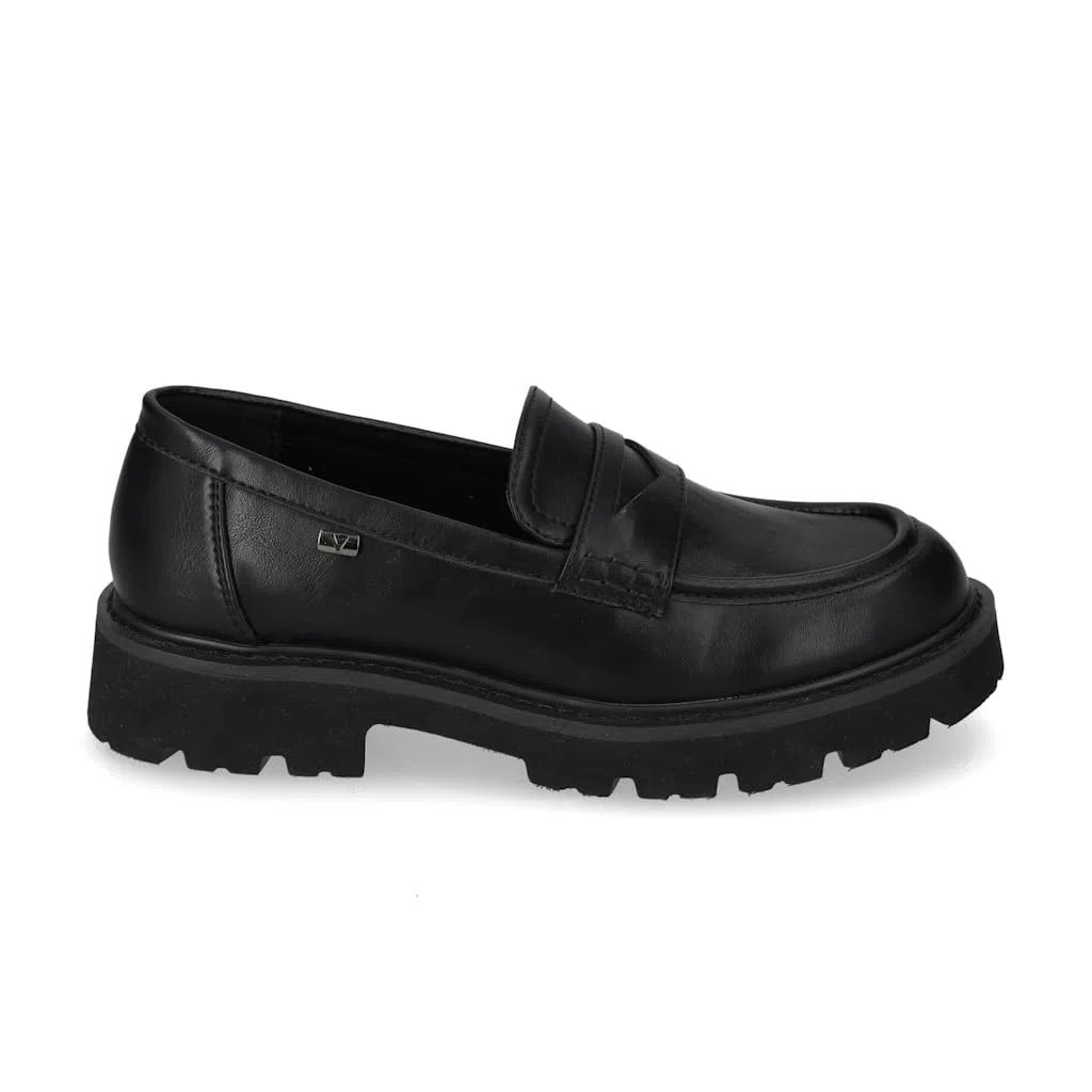 Valleverde 44520 Mocassini Casual Donna Pelle Sintetica Nero Tacco Grosso 3Cm Suola Gomma