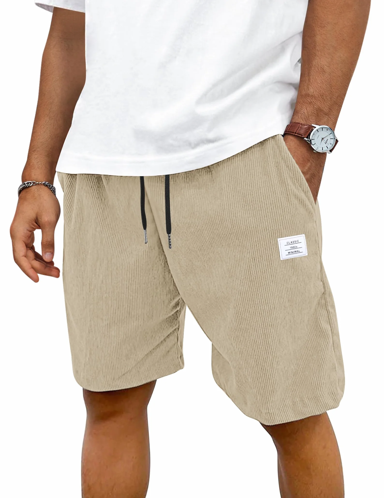 TARAINYA Velluto a Coste Pantaloncini Uomo Cotone Coulisse Estivi Causal Pantaloni Corti Uomo con Tasche