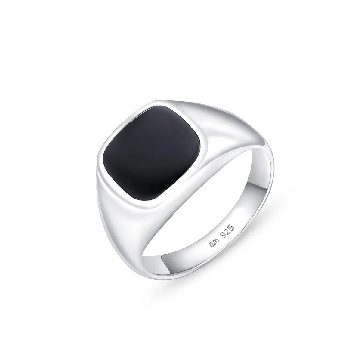 Amberta Anello per Uomo con Onice in Argento Sterling 925 | Anello da Mignolo per Uomo | Anello Uomo Nero | Anello Chevalier Uomo