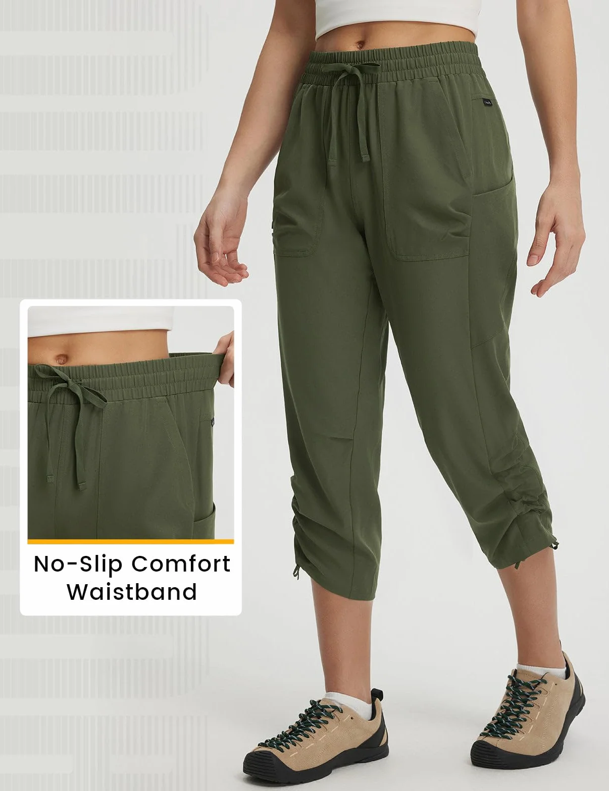 baleaf Pantaloni corti da trekking da donna con tasca con cerniera, resistenti all'acqua, leggeri, ad asciugatura rapida, pantaloncini cargo UPF50+