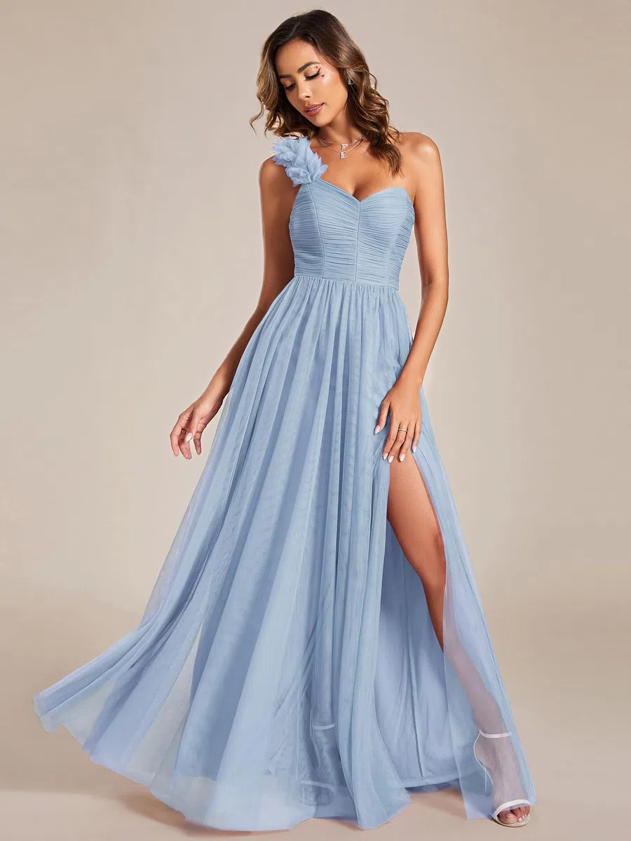 Ever-Pretty Abiti da Damigella d'Onore Arco Maniche Corte Scollo A V Stile Impero Spacco Abiti da Sposa ES02080-P