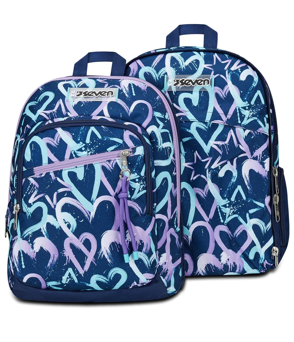 Seven Zaino Scuola Adavanced Detach, Viola Blu, Crystal Purple, Tasca Staccabile Uso Zainetto, Tasca Porta PC, Scuola + Seven Diario 12 Mesi, Nero, Ragazza