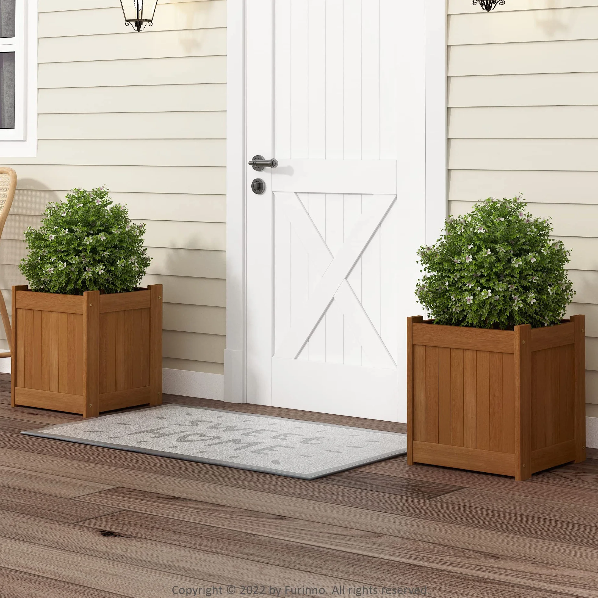 Furinno Tioman Fioriera, in Legno, 44.96 x 39.12 x 39.12 cm, Naturale