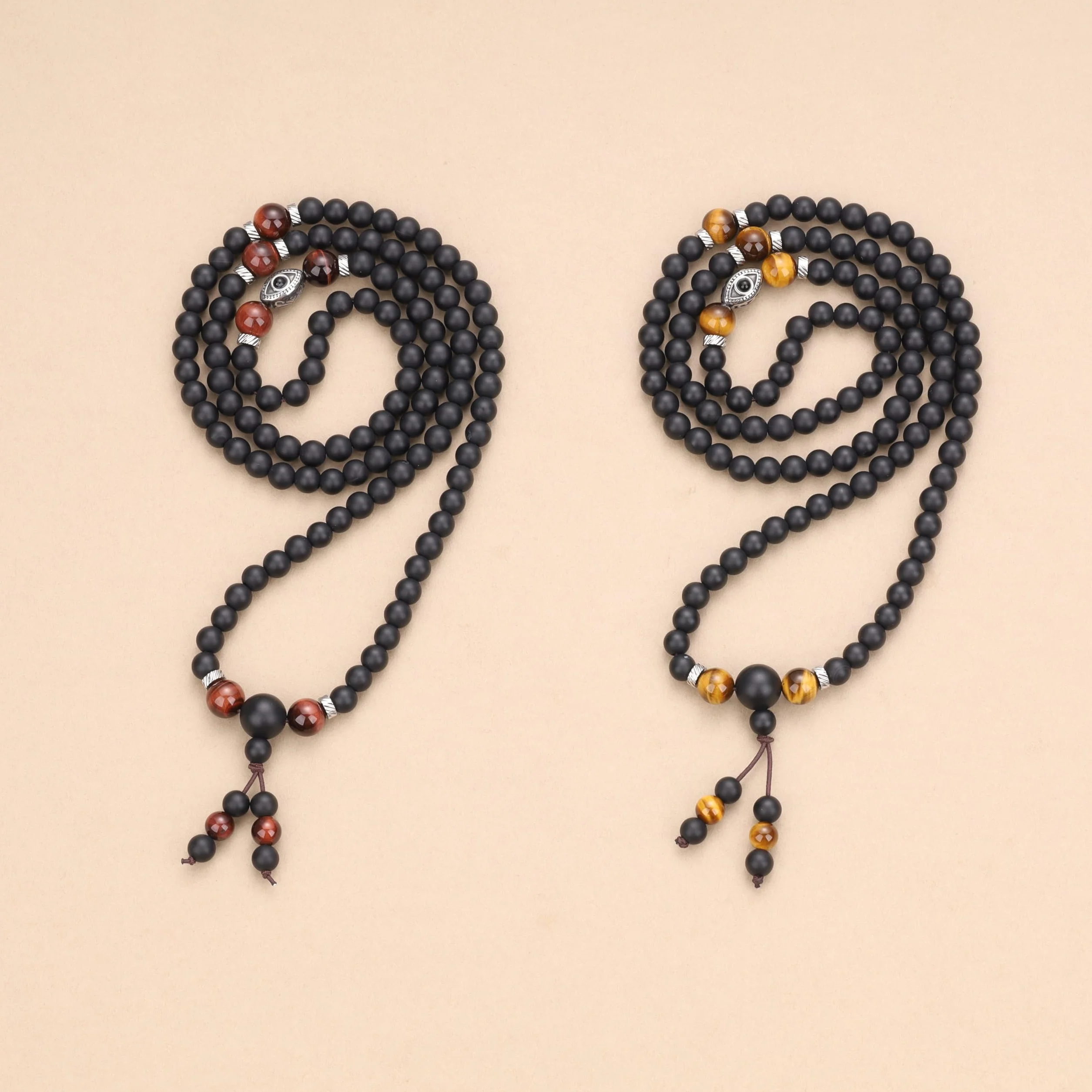 COAI Collana Mala 108 Grani, Bracciale Mala Multistrato 108 Perle in Pietre Naturali, Rosario Buddista Uomo Donna