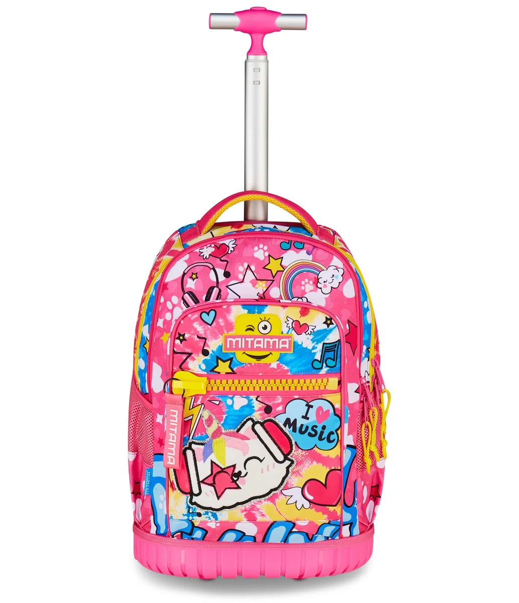 Mitama Trolley Scuola Run Maxi CATROCK, Fucsia, Doppio Scomparto, Tasca Frontale, 2 Tasche Laterali, Scuola Elementare e Tempo Libero, Bambina