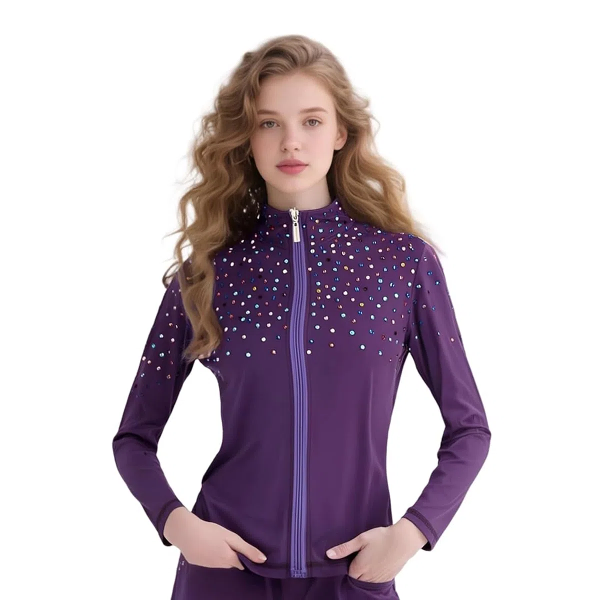 LIUHUO Giacca da pattinaggio su ghiaccio per ragazze con diamanti scintillanti vestito elasticizzato pattinaggio artistico fatto a mano prestazioni da competizione
