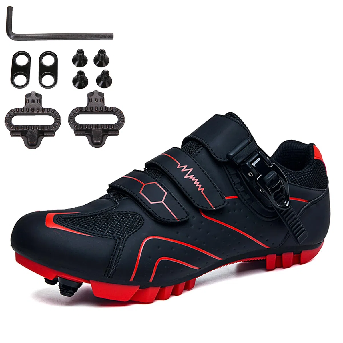 Scarpe ciclistiche MTB Maschile Scarpe per Mountain Bike compatibili con tacchette SPD a 2 bulloni Scarpe da Ciclismo da Corsa all'aperto Interno con Fibbia Veloce