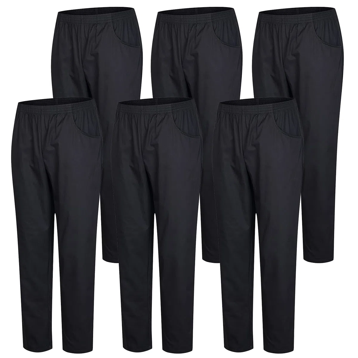 MISEMIYA - Pack 6 PCS - Pantaloni Unisex Vita Elastica Uniforme di Lavoro Clinica Ospedale Pulizia Veterinario IGIENE