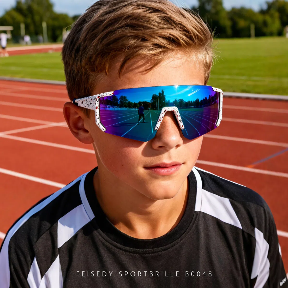 FEISEDY Occhiali da Ciclismo per Bambini, Protezione UV400, da Baseball, per Baseball, Tennis, Attività All'Aperto, Ragazzi e Ragazze, 8-16 Anni B0048