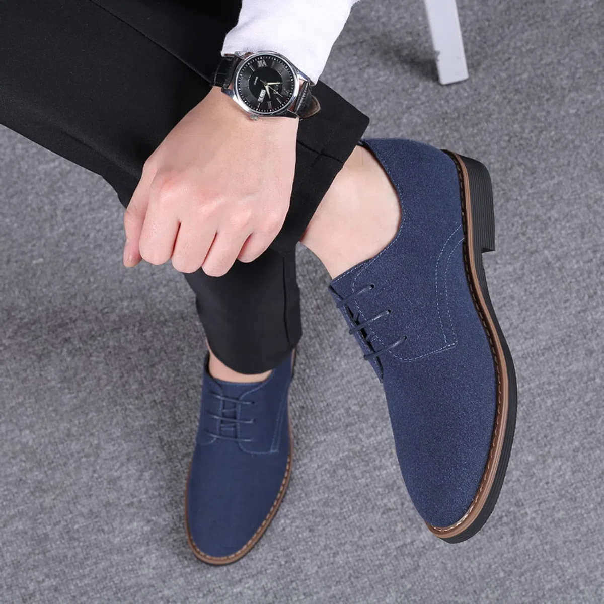 Invernali ElegantiScarpe da Uomo Stringate Classiche in Pelle Scamosciata da Uomo Scarpe Basse in Velluto Oxford Traspiranti da Lavoro Britanniche