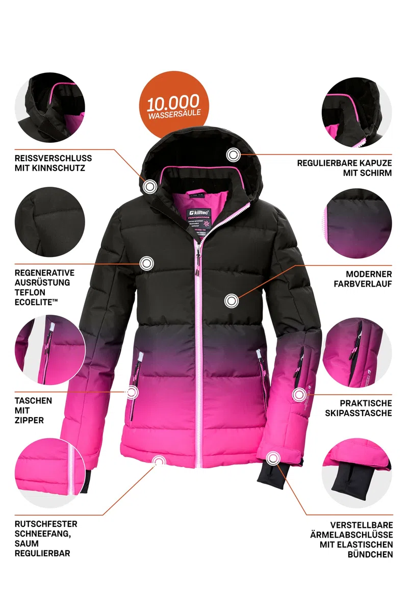 Killtec Ksw 330 Grls Ski Qltd Jckt Giacca da sci/giacca da sci trapuntata con cappuccio e paraneve Bambine e ragazze (Pacco da 1)