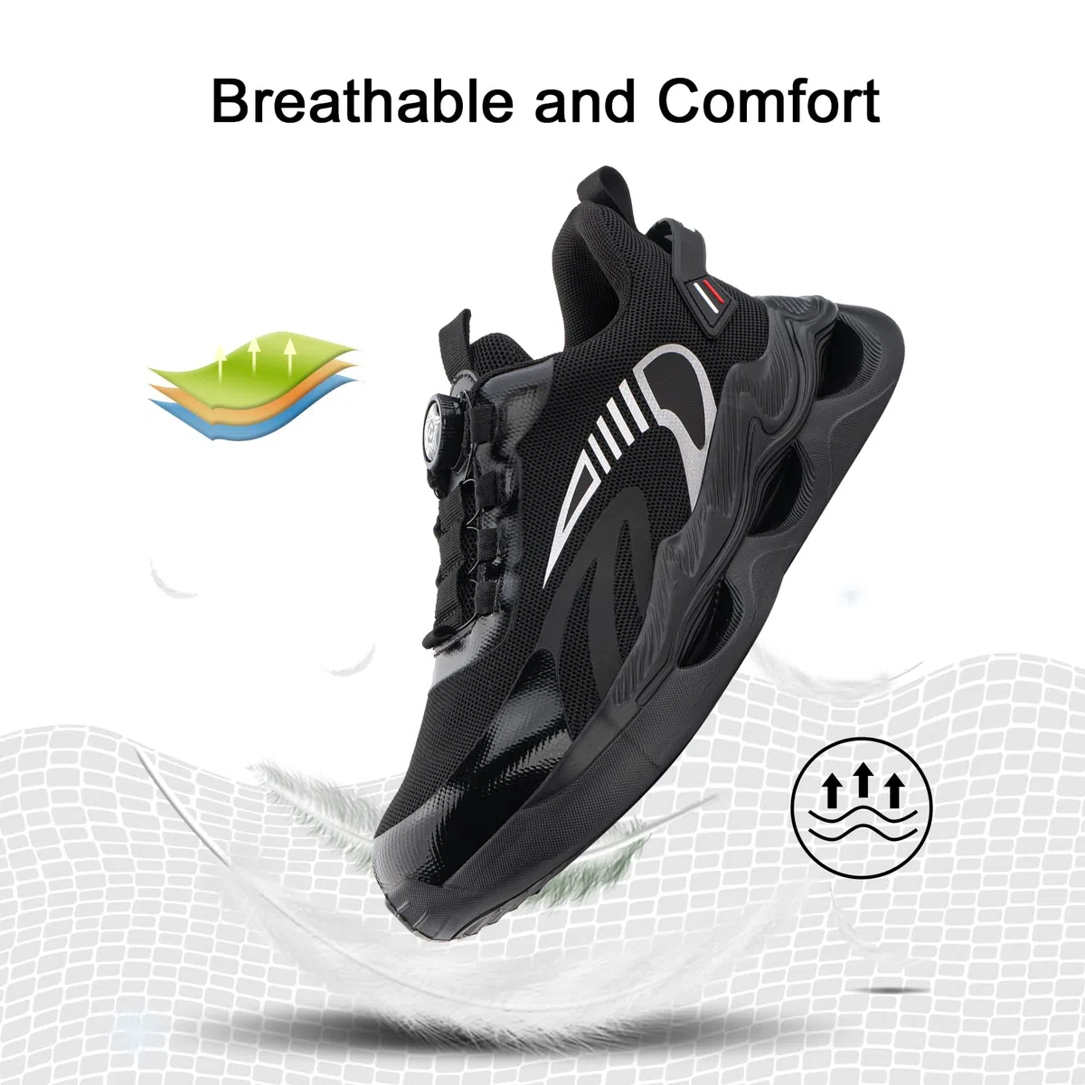 Scarpe Antinfortunistiche Uomo Donna Scarpe da Lavoro con Punta in Acciaio Scarpe Antinfortunistica Sportive Scarpe da Cantiere Leggere Scarpa Antinfortunistica Nero 38 EU