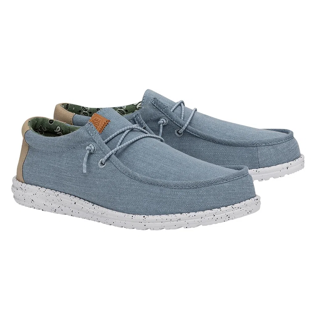 HEYDUDE Men Wally Washed Canvas Blue Casual Moccasin 46 EU