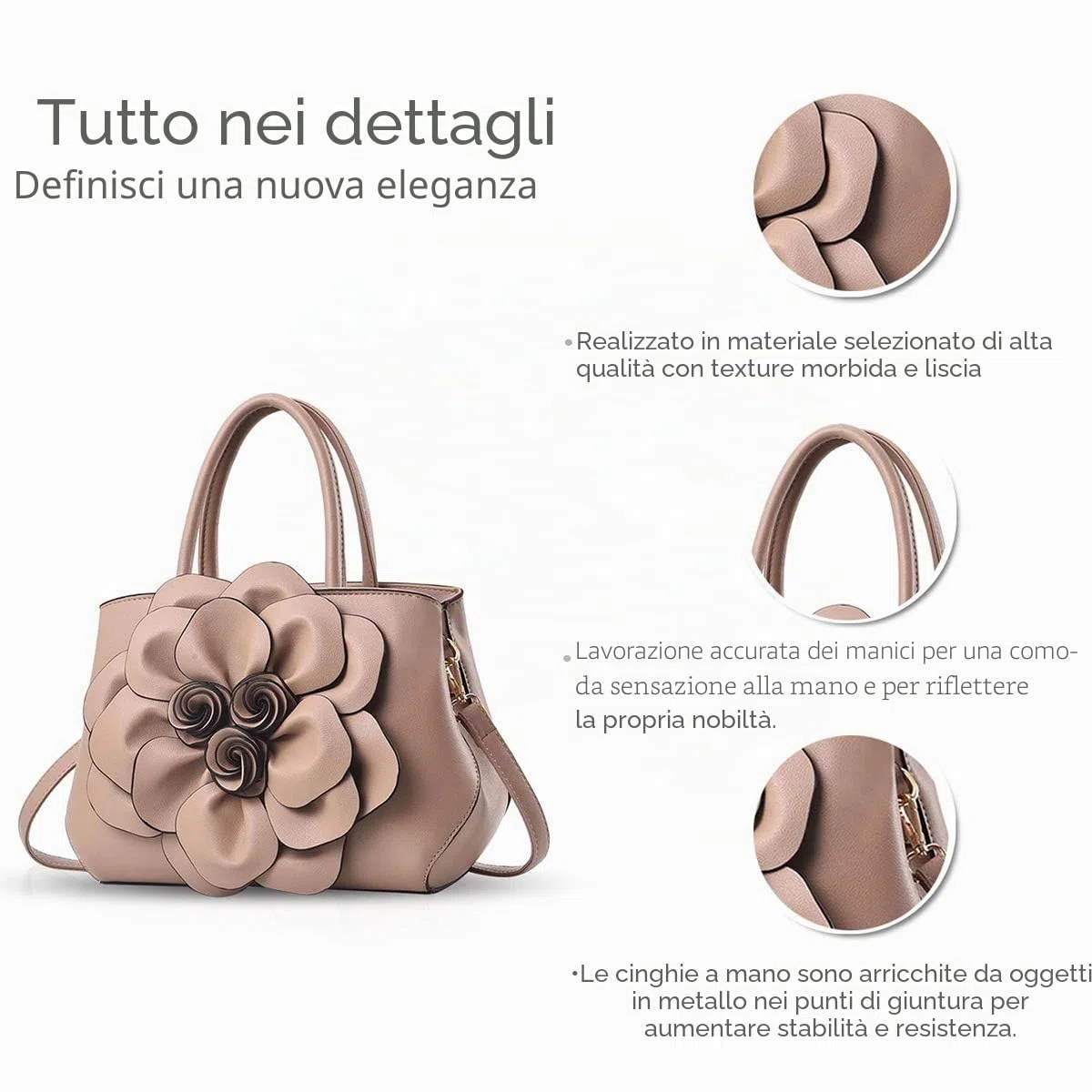 NICOLE & DORIS Borsa donna alla moda a fiori Borsa a mano Borsa a tracolla elegante borsa messenger Borse Tote in PU Pelle