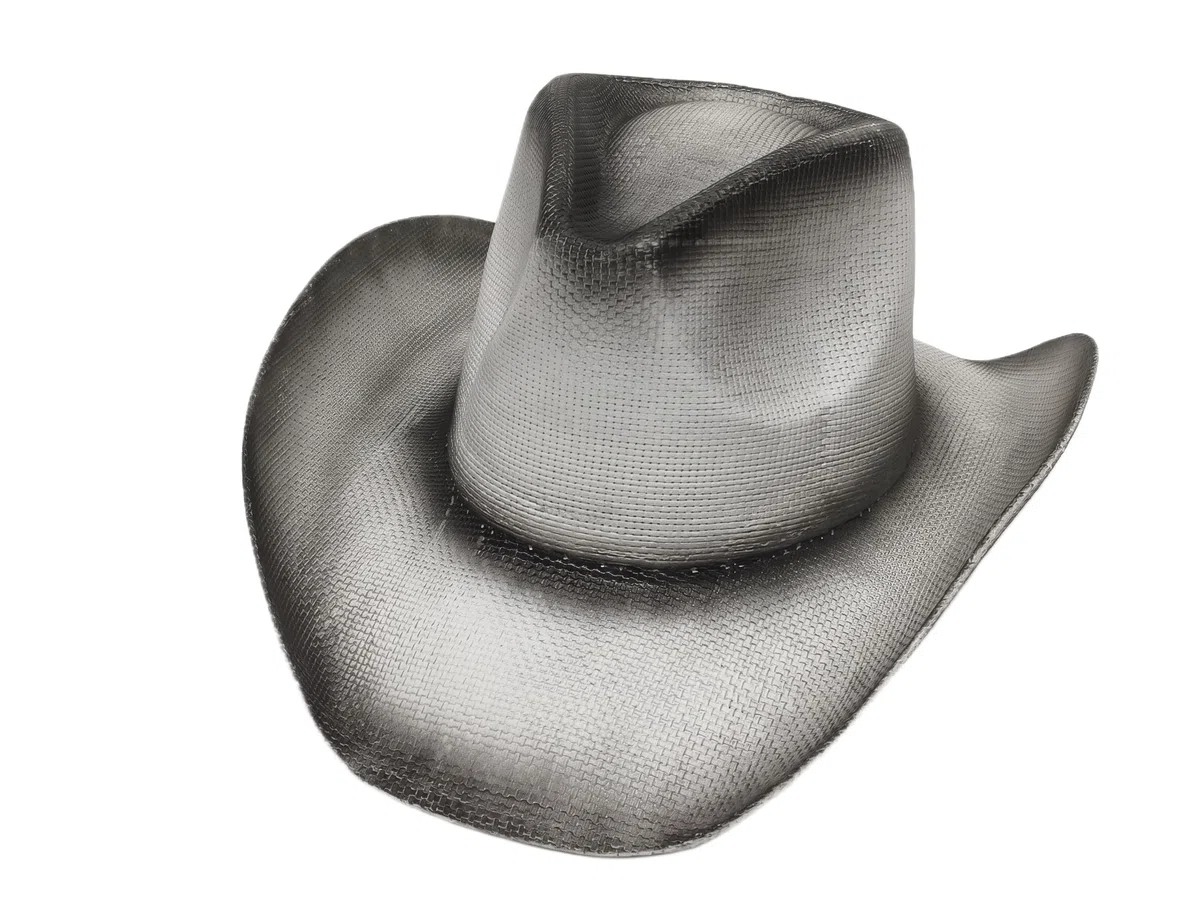 Cappello da Cowboy Stile Western in Paglia Bianco e Grigio con Effetto Sfumato Vintage per Uomo e Donna V031