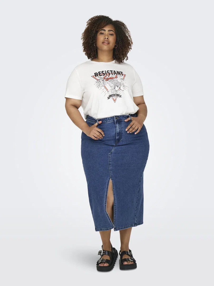 ONLY Carmakoma Carsiri Front Slit Skirt DNM Gua Noos Gonna Donna (Pacco da 1)