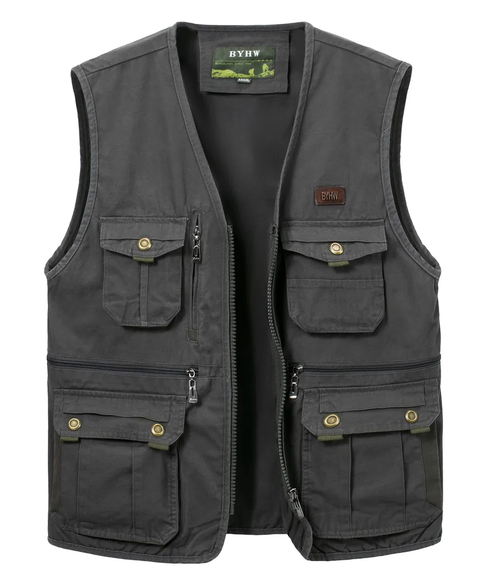 Gilet Sportivo da Uomo Giubbino Senza Maniche con Multitasche Gilet da Pesca Fotografi Gilet da Lavoro Giacca da Caccia Campeggio